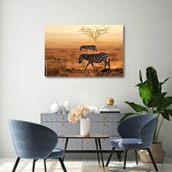 «Две зебры и дерево» в интерьере современной гостиной над комодом