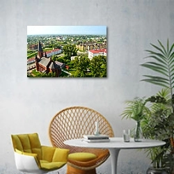 «Россия, Тобольск. Современный город» в интерьере современной гостиной с желтым креслом