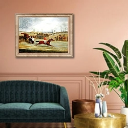 «A Steeplechase, Another Hedge» в интерьере классической гостиной над диваном