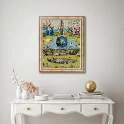 «The Garden of Earthly Delights: Allegory of Luxury, detail of the central panel, c.1500 2» в интерьере в классическом стиле над столом