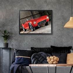 «Ferrari 500 Mondial Pinin Farina Spyder '1954–56 дизайн Pininfarina» в интерьере гостиной в стиле лофт в серых тонах
