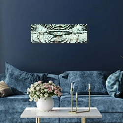 «Руки Будды» в интерьере современной гостиной в синем цвете