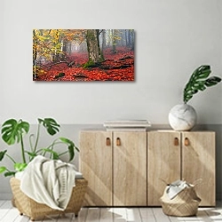 «Осенний лес 10» в интерьере современной комнаты над комодом