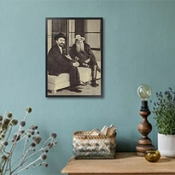 «Anton Chekhov and Leo Tolstoy» в интерьере в стиле ретро с бирюзовыми стенами