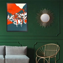 «Kas-Molteni, 2014» в интерьере классической гостиной с зеленой стеной над диваном