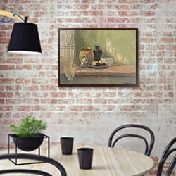 «Still life with china dog» в интерьере современной кухни с кирпичной стеной