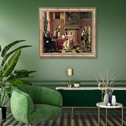 «Conversation» в интерьере гостиной в зеленых тонах