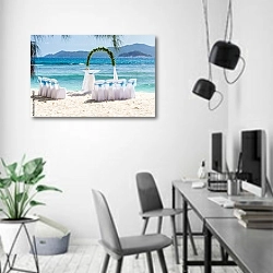 «Венчание на пляже, Сейшельские острова» в интерьере современного офиса в минималистичном стиле