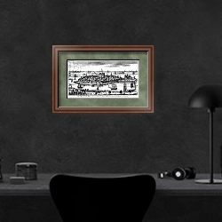 «View of St. Malo» в интерьере кабинета в черных цветах над столом