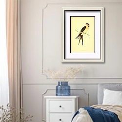 «Rufous Swallow» в интерьере спальни в стиле прованс с синими деталями