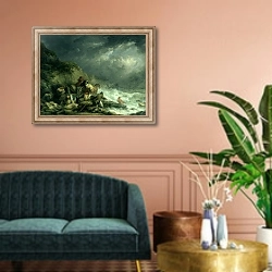 «The Wreckers» в интерьере классической гостиной над диваном