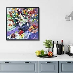 «Fragrant Bouquet» в интерьере кухни в голубых тонах