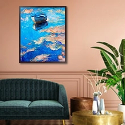 «Лодка в море» в интерьере классической гостиной над диваном