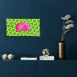 «Pig with Green Apples, 2003» в интерьере в классическом стиле в синих тонах