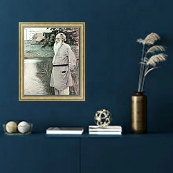 «Portrait of Leo Tolstoy» в интерьере в классическом стиле в синих тонах