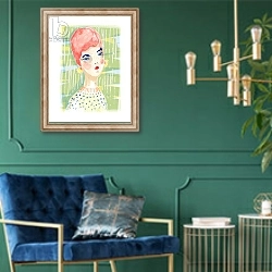 «Vintage Doll 3, 2014» в интерьере в классическом стиле с зеленой стеной