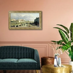 «Вид Московского кремля. 1879» в интерьере классической гостиной над диваном