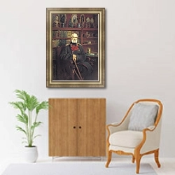 «Портрет графа Сергея Георгиевича Строганова. 1882» в интерьере классической гостиной с зеленой стеной над диваном