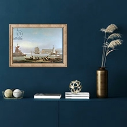 «Shipping in an Estuary» в интерьере в классическом стиле в синих тонах