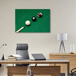 «Бильярдные шары и кий» в интерьере кабинета директора над столом