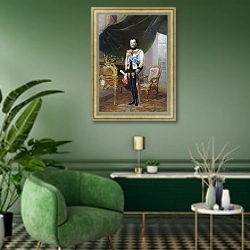 «Император Николай II 2» в интерьере гостиной в зеленых тонах