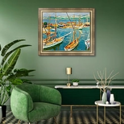 «Harbour at Saint-Tropez» в интерьере классической гостиной над диваном