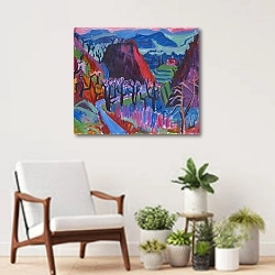 «Landscape with Chestnut Trees» в интерьере современной комнаты над креслом