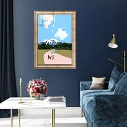 «Walk with dog and airplane cloud» в интерьере в классическом стиле в синих тонах