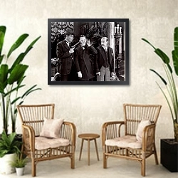 «Laurel & Hardy (Sugar Daddies)» в интерьере комнаты в стиле ретро с плетеными креслами