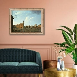 «View of the Piazza della Signoria, Florence» в интерьере классической гостиной над диваном