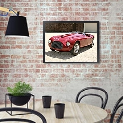 «Ferrari 212 Barchetta '1952» в интерьере кухни в стиле лофт с кирпичной стеной