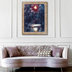 «Moonlight on Lake Maggiore; Mondschein am Lago Maggiore, 1934» в интерьере гостиной в классическом стиле над диваном