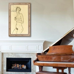 «Standing nude, 1918» в интерьере классической гостиной над камином