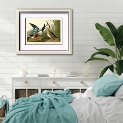 «Shoveller Duck» в интерьере спальни в стиле прованс с голубыми деталями