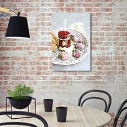 «Клубничное варенье и замороженная клубника» в интерьере современной кухни с кирпичной стеной