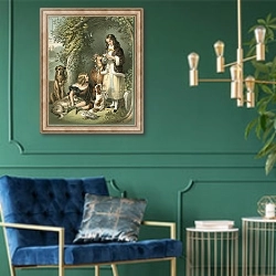«The Marquess of Stafford and the Lady Evelyn Gower» в интерьере в классическом стиле с зеленой стеной