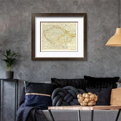 «Карта Богемии, Моравии и Австрийской Силезии 3» в интерьере гостиной в стиле лофт в серых тонах