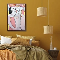 «Two from Ys, 2005» в интерьере спальни  в этническом стиле в желтых тонах
