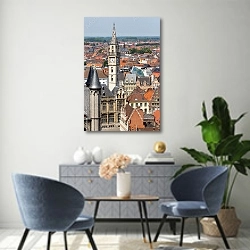 «Бельгия. Гент. Панорама города» в интерьере современной гостиной над комодом