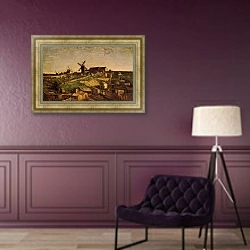 «вид на Монмартр с мельницами» в интерьере в классическом стиле в фиолетовых тонах