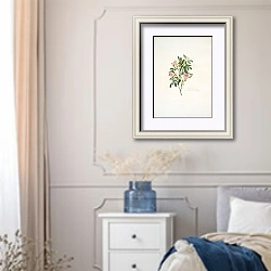 «Rosa cinnamomea» в интерьере спальни в стиле прованс с синими деталями