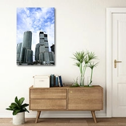 «Современные небоскребы в Москва-сити» в интерьере современной прихожей над тумбой