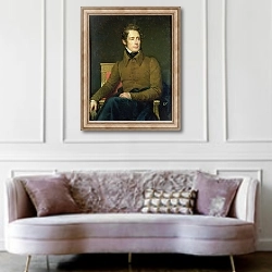 «Portrait of Alphonse de Lamartine, 1831» в интерьере гостиной в классическом стиле над диваном