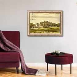 «Raby Castle» в интерьере гостиной в бордовых тонах