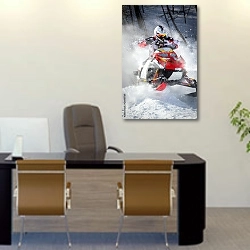 «Зимние гонки» в интерьере офиса над столом начальника
