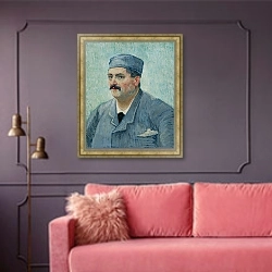 «Портрет владельца ресторана, возможно Люсьена Мартина» в интерьере гостиной с розовым диваном