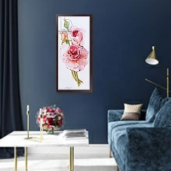 «Roses, 2010, watercolour» в интерьере в классическом стиле в синих тонах