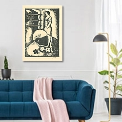 «Jaro» в интерьере современной гостиной над синим диваном