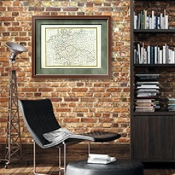 «Карта: Германия» в интерьере кабинета в стиле лофт с кирпичными стенами