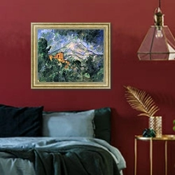 «Гора св. Виктории и Чёрный замок» в интерьере спальни с акцентной стеной